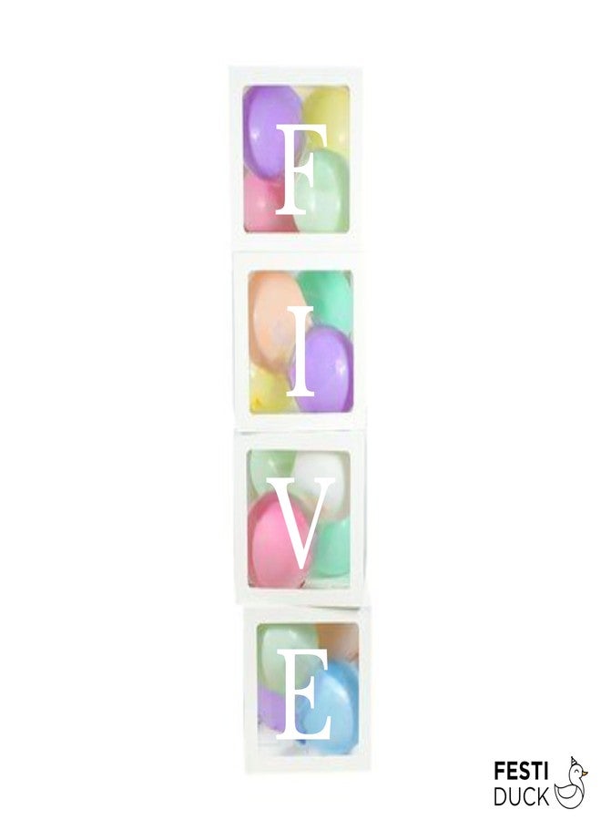 Festi Duck 'FIVE' Balloon Box Set - Stylish Lettered Decor for Fifth Birthday & fifrth Aniversary Celebration (FIVE Birthday Box) 33 pcs set (Pastel Rainbow) - Image 3